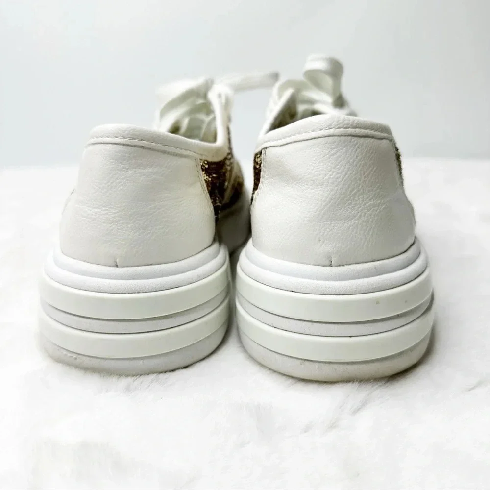 Geox Gold Sequin Tennis Shoes Size 7 - Picture 4 of 6